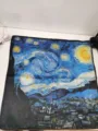 Starry Night oil painting silk scarf, 53cm square neckerchief, elegant thin fashion acc. - Van Gogh Starry Night