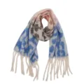 Stylish autumn winter leopard print tassel scarf, cozy loop yarn fashion neck warmer wrap. - Leopard Print Blue & Pink