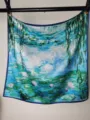 Modieuze olieverfschilderij print vierkante zijden sjaal 53cm elegante halsdoek voor dames - Monet Waterlelies Onder Wilg