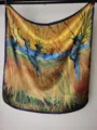 Artistic oil painting print square silk scarf 53cm lightweight neckerchief for women. - Van Gogh Willows at Sunset