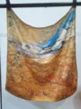 Artistic oil painting print square silk scarf 53cm lightweight elegant neckerchief accessory - Van Gogh Wheat Field with Reaper at Sunrise