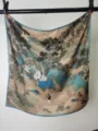 Traditional Chinese landscape painting silk square scarf 53cm elegant retro scarf - Peach Blossom Spring Landscape