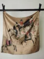 Vintage classical Chinese painting style silk square scarf, 53cm lightweight neckerchief for women. - Lady Guoguo's Spring Outing Painting