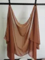 Solid color chiffon scarf and shawl for women, lightweight and elegant for all seasons. - Tan