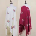 Embroidered cashmere feel shawl wrap floral tassel winter warm scarf for women variant - Color 032
