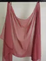 Plain chiffon scarf detail view, soft pink hanging fabric texture, lightweight shawl. - Rose