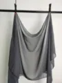 Dark grey solid color chiffon scarf detail, lightweight breathable shawl for daily wear. - Dark Gray
