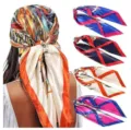 Elegantes Seiden-Quadrat-Tuch für Damen, farbenfrohes Feder-Druck Halstuch Accessoire. - 019 Zweigfarben Hinweis von oben nach unten - 1-2-3-4