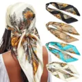 Elegantes Seidentuch quadratisch mit Band Twilly Set im Vintage Barockmuster Design. - 010 Zweigfarben Hinweis von oben nach unten - 1-2-3-4