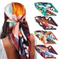 Buntes Seidenquadrattuch Detail, elegantes geometrisches Kopftuch und modisches Haaraccessoire. - Zweig 009 Farbbemerkungen von oben nach unten 1-2-3-4
