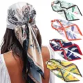Seidenes quadratisches Kopftuch und Blumen Haarschal Set fur Damen im Vintage-Stil Accessoires. - Zweig 007 Farbbemerkungen von oben nach unten 1-2-3-4