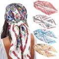Seidentuch quadratisch Kopftuch Haarschal Blumen Paisley Damen elegantes Accessoire neu - 006 Zweigfarben Hinweis von oben nach unten - 1-2-3-4