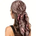 Leopard Print Silk Square Scarf 90cm Headwear Variant Fashion Hair Wrap Accessory - Pink Leopard Print