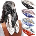 Silk paisley square scarf hair scarf multi-color variant set head wrap fashion style - 001 - Branch Colors Note Top to Bottom - 1-2-3-4