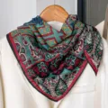 Retro paisley print katoen linnen vierkante sjaal, vintage halsdoek voor vrouwen. - RY-04
