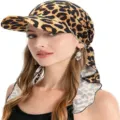 Vrouwen luipaard print zonneklep hoed hoofddoek voorgebonden lichte strand pet - Eén maat / Zwart & Goud Luipaardprint