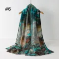 Langer, bedruckter Damenschal mit Farbverlauf, leichtes Material und abstraktes Design - RY-06