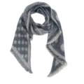Thickened women winter triangle scarf shawl with jacquard polka dot pattern and soft fringe. - Grey Black / Polka Dot Dopamine Color Contrast