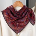 Vintage paisley print square scarf for women, elegant cotton linen neckerchief for daily wear. - RY-06