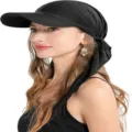 Black sun visor hat for women, lightweight headscarf turban with brim for outdoor sun protection. - One Size / Black