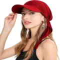 Women Red Visor Headscarf Hat Pre-tied Lightweight Sun Cap Summer Fashion Headwear - One Size / Red