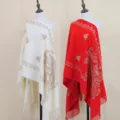 Cashmere-feel embroidered tassel shawl, ethnic style warm travel cape and stylish outer wear - 34