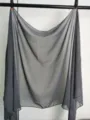 Plain chiffon scarf shawl, lightweight sheer fabric, elegant dark gray, versatile for all seasons. - Gray