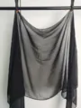 Black chiffon scarf detail showing lightweight sheer fabric, elegant drape and solid color design. - Black