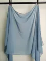 Light blue chiffon scarf detail, solid color lightweight breathable shawl for daily wear. - Light Blue