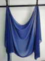 Close-up detail of the lightweight solid blue chiffon scarf, soft and breathable fabric. - Dark Blue