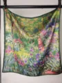 Impressionist oil painting silk scarf, 53cm square scarf, vintage floral design variant. - Monet The Artist's Garden at Giverny
