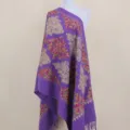 Purple cashmere feel embroidered shawl scarf ethnic winter warm travel cape outer wear - Color 060