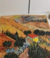 Classic Van Gogh oil painting style silk scarf square scarf 53cm elegant fashion accessory - Van Gogh Wheat Fields Landscape