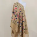 Embroidered cashmere feel shawl elegant paisley winter scarf ethnic fringe cape warm outerwear - Color 083