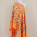 Orange embroidered imitation cashmere shawl ethnic style winter warm travel cape scarf variant. - 0100
