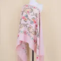 Pink embroidered imitation cashmere scarf stylish floral ethnic shawl wrap for women warm winter - Color 0101