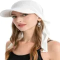Women's white sun visor turban hat, lightweight pre-tied headwrap with brim for summer. - One Size / White