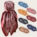 Seiden-Quadrat-Schal mit klassischem Paisleymuster, elegantes Kopftuch und Haar-Accessoire Damen. - 40 Zweige Farbe Hinweis von oben nach unten 1-2-3-4