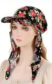 Floral print sun visor hat with long straps, lightweight summer beach cap for women. - One Size / Black Floral