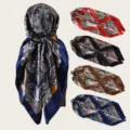 Klassisches Paisley-Seidenquadrat-Tuch für Damen, elegantes Kopftuch und Halstuch in vielen Farben. - 35 Zweigfarben von oben nach unten Anmerkung-1-2-3-4