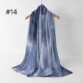 Verlauf Baumwolle gedruckt dünner Schal Damen elegante lange weiche leichte blaue Halstuch Stil - RY-14