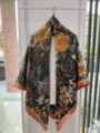 New Chinese style floral print silk shawl cape vintage aesthetic elegant wrap for women - Black and Gold Floral RY-05
