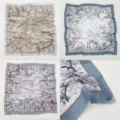 Vintage printed square scarf headscarf for women, elegant fashion neckerchief 110cm. - No. 006
