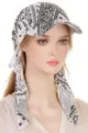Women pre-tied bandana sun hat with visor black white paisley print summer beach headwear - One Size / Black and White Paisley