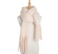 Dames effen zachte gebreide winter sjaal casual warme nekwarmer mode veelzijdig top - Abrikoos