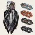 Luxus Paisly Druck Seide Quadratisch Schal 90x90cm Elegant Damen Kopftuch Halstuch - 39 - Hinweis Zweigfarben (Oben nach Unten) - 1-2-3-4