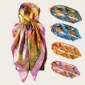 Seidenquadrat 90x90cm abstrakter Kunstdruck eleganter Damen Mode Halstuch Kopftuch. - 026 Zweigfarben von oben nach unten anmerken-1-2-3-4