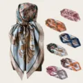 Elegantes Seidentuch mit Vintage-Barock-Muster, stilvolles und weiches Halstuch für Damen. - 028 - Astfarben von oben nach unten Anmerkungen 1-2-3-4
