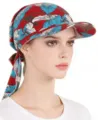 Women floral print sun visor headscarf lightweight breathable outdoor UV protection hat - One Size / Red Flowers and Blue Leaves