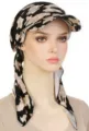 Women camouflage sun visor headscarf pre tied lightweight brim hat for summer outdoor fashion - One Size / Black and Gold Animal Print